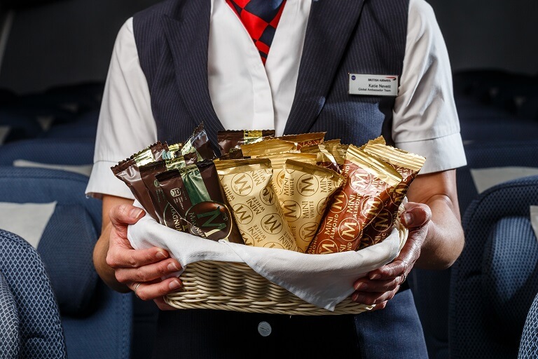 British Airways new World Traveller catering - new Magnum selection served on outbound daylight flights from London