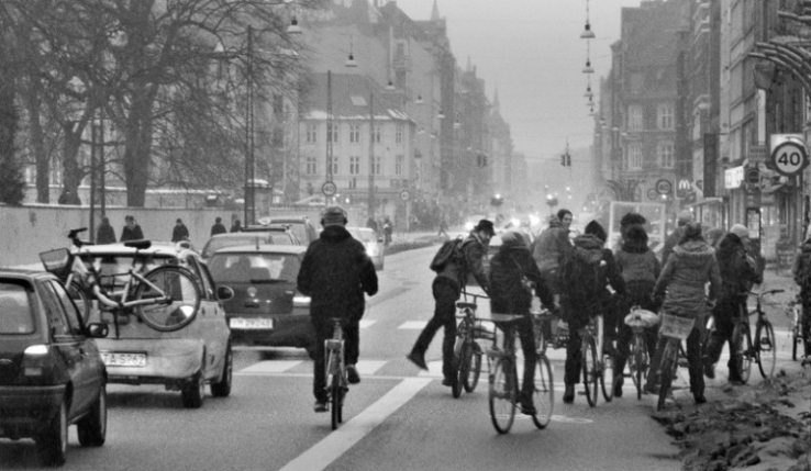 Vintercykling på Nørrebrogade.